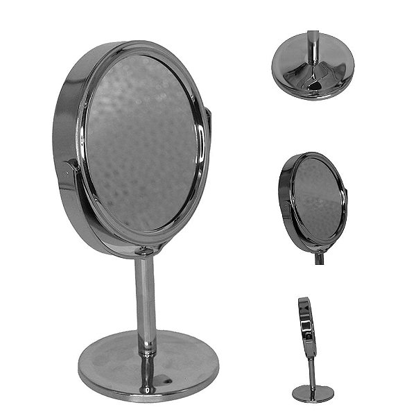 Espelho De Mesa Maquiagem Redondo Dupla Face Tamanho 8x8 Aumenta 2X Rotatório
