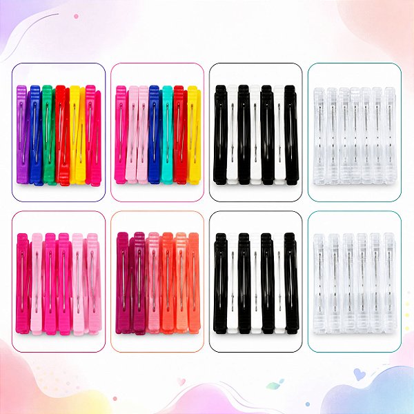 Presilha Bico De Pato Kit 12 Unidades Fixação Para Cabelo