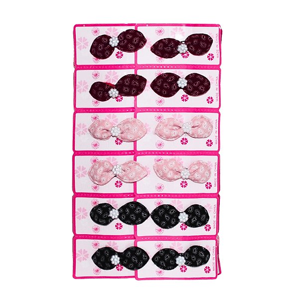 Kit com 12 Presilhas Lacinho para cabelo Modelo Gota