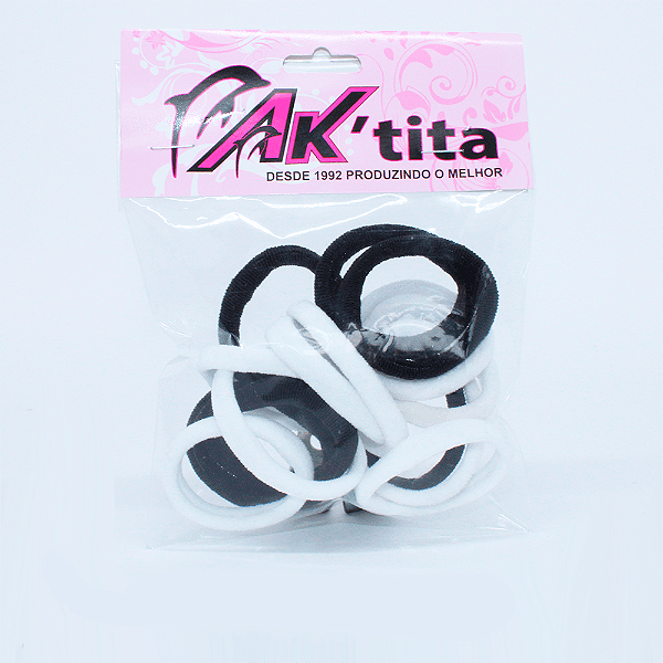 Xuxinha de cabelo, pacote com 12 unidades Preto/Branco K-9