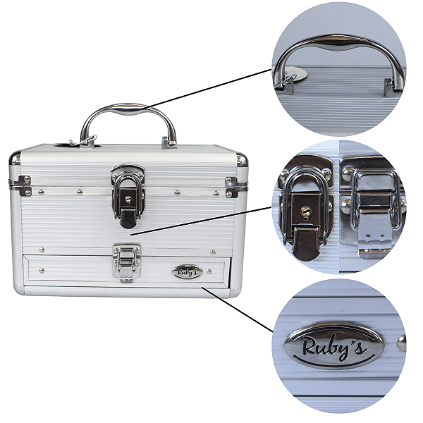 Maleta De Maquiagem Profissional marca Rubys Prateada