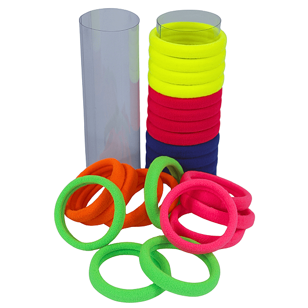 Kit 24 unidades Xuxinha para cabelo Colorida Neon