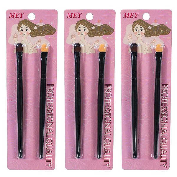 3 Kits De 2 Pincéis de Maquiagem Para Sombra Preto