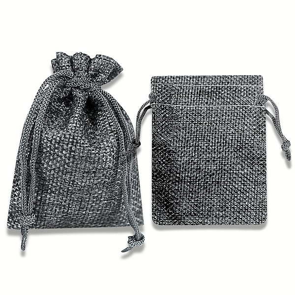 Kit com 10 Saquinhos de Juta 8x10 cm Cor Cinza com Cordão para Fechamento