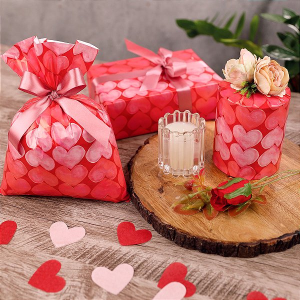 Saco para Presentes Laminado Linha Romântico 45x59 cm 25 unidades