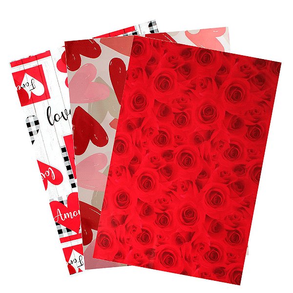 50 Saco de presentes Laminados Cromus 35x54 cmTema Romantico