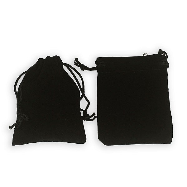 Kit 50 pçs Saquinho de Veludo Preto Para Joias Tam. 7x9 cm