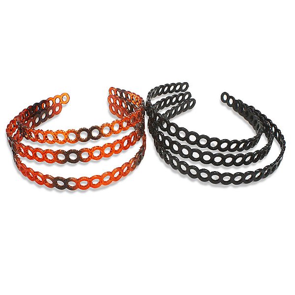 Kit 12 unidades Tiara de cabelo de Plástico Pacote com 2 Cores