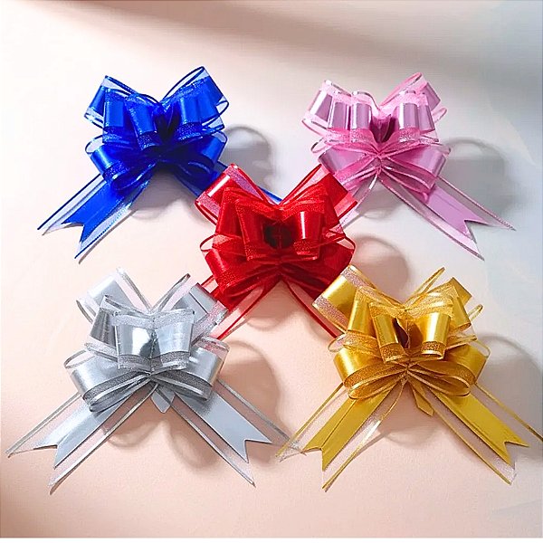 50 Laços Fáceis de Organza com Poliéster 30x47cm Sortido