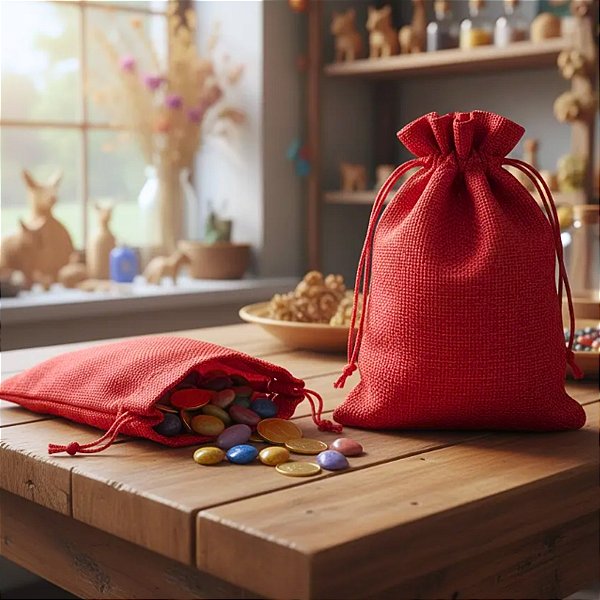 Kit com 10 Saquinhos de Juta 9x12 cm Cordão para Fechamento