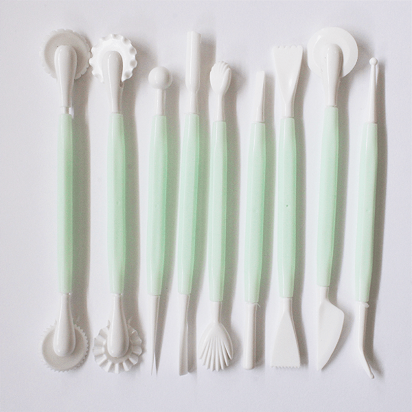 Carretilha para Corte de Massa, kit com 9 peças Verde