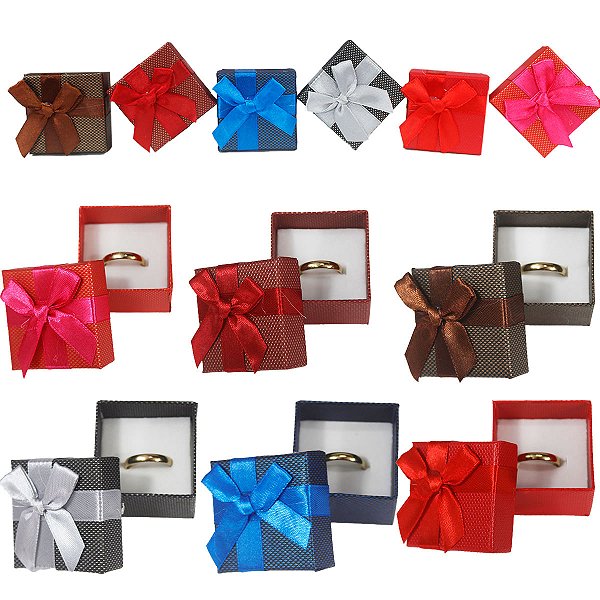 Kit 24 Caixas para Anel e Aliança Tam 5x5cm Colorido