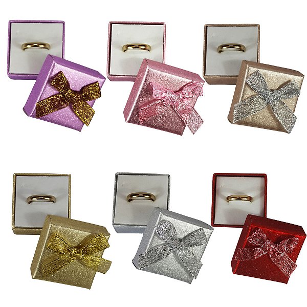 Kit 24 unidades Caixa para Anel e Brinco 5x5cm Colorido