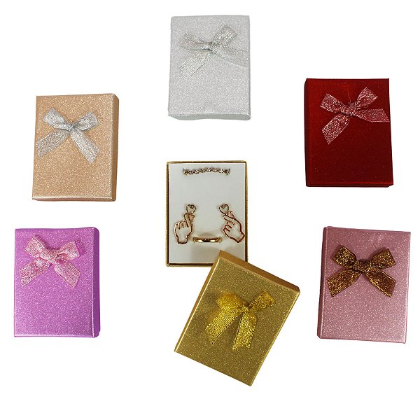 Kit 12 unidades Caixa para Conjunto de Joias 7x9 cm colorido