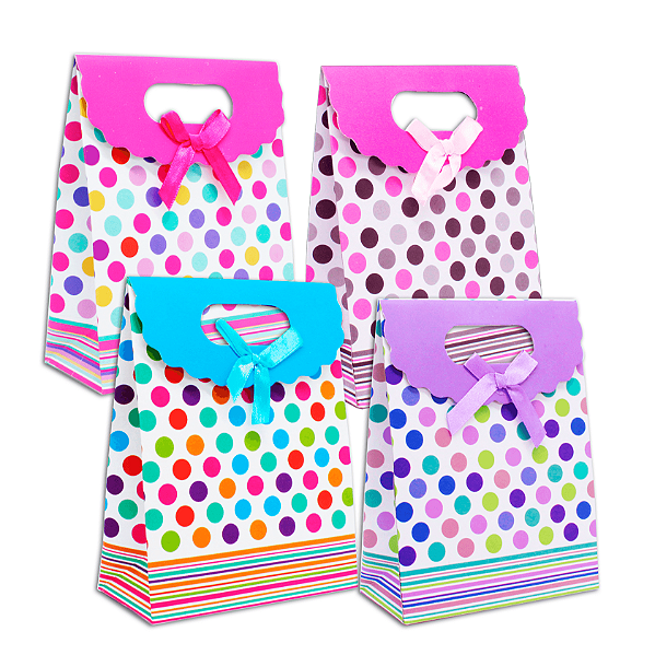 Sacola de Papel para Presente com Velcro Tam.16x12x6 cm 12 pçs