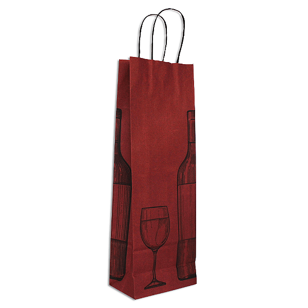 Sacola de garrafa Vinho Tamanho 39x13,5x8cm Pacote Com 10 un. Vinho Bordô