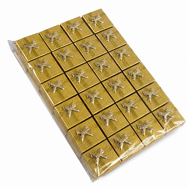 Kit 24 Caixinha De Presente para Anel 4x4 Dourado