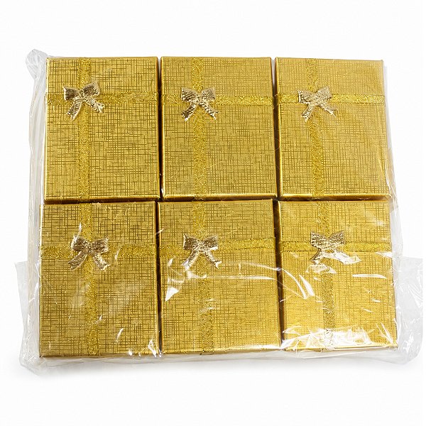 Kit 12 Caixinhas para Conjunto de Bijuterias 7x9cm Dourado