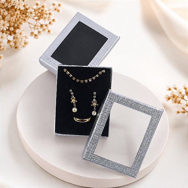 Kit com 12 Caixinhas para Conjunto com Visor 7x9 cm Prata