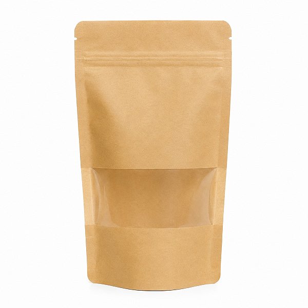 Saco Stand Up Pouch Kraft Zip Lock 14x22 Visor 50 Unidades