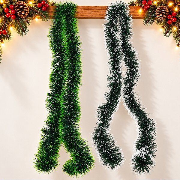 Festão de natal Para enfeitar 2 M Verde ou Verde com branco