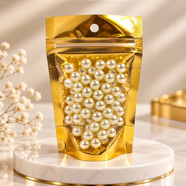 Saco Stand Up Pouch Dourado 9x14+4 cm 50 unidades