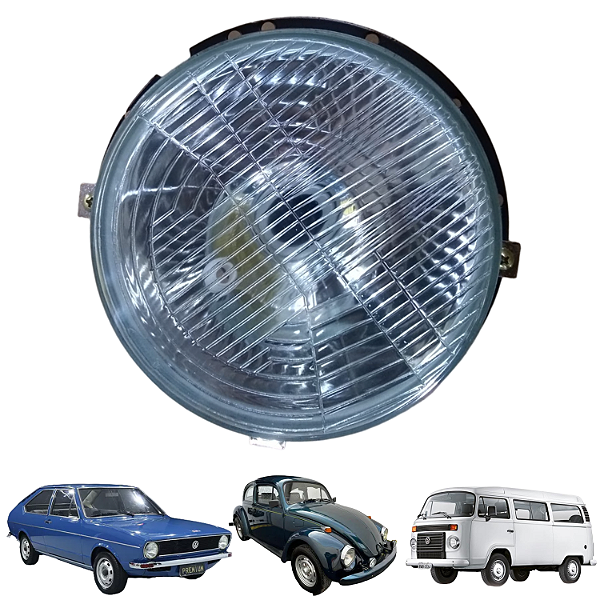 FAROL KOMBI CLIPPER E FUSCA PASSAT LENTE VIDRO CARCAÇA FERRO