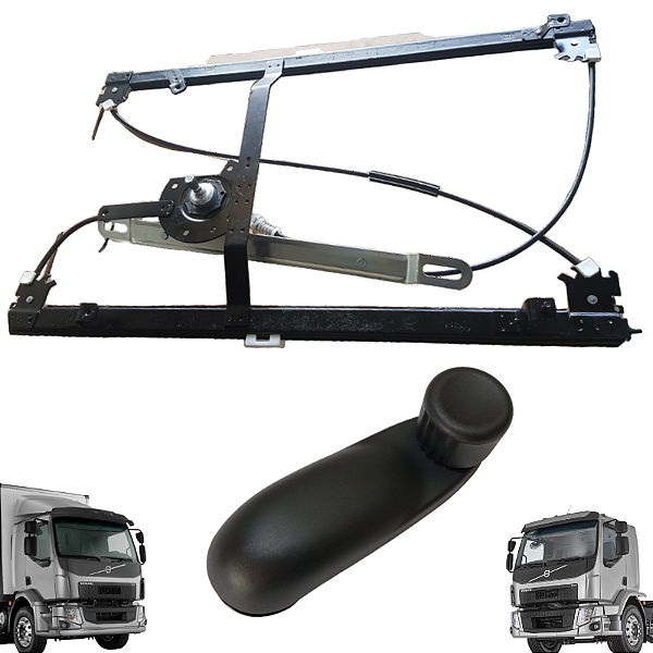 Kit Máquina Do Vidro Da Porta Manual + Manivela Le Volvo Vm