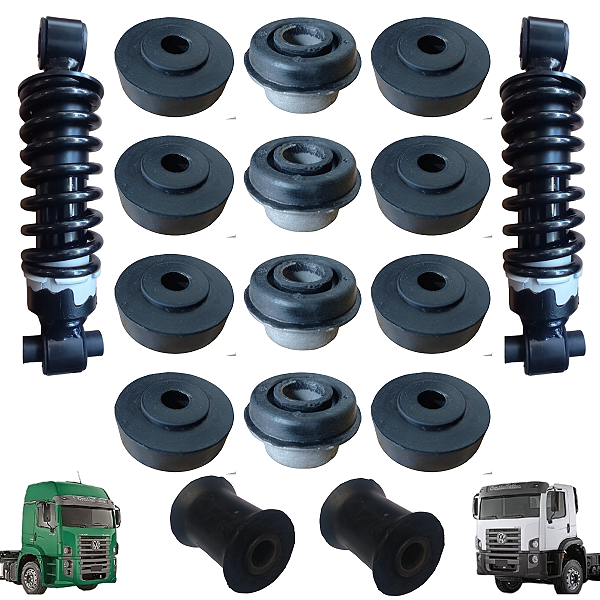 KIT MANCAL+COXIM+BUCHA TRAVA CABINE TRASEIR VW CONSTELLATION