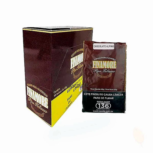 Caixa Tabaco Cachimbo Finamore Chocolate Alpino - 10 Bags