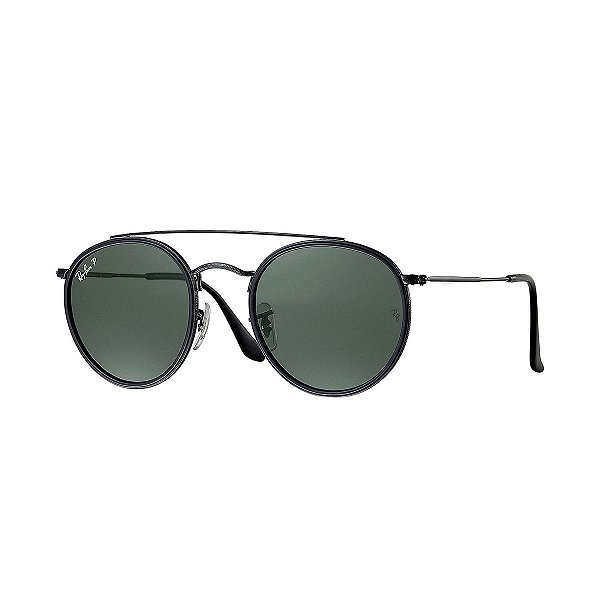 Óculos de Sol Ray-Ban Rb3647n 002/58 51 Round Double Bridge Polarizado