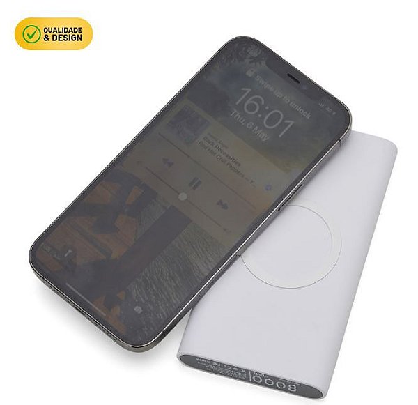 Power Bank 8000mAh com Carregamento por Indução