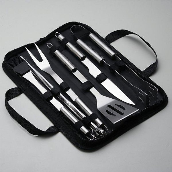 Kit Churrasco 9 Peças com estojo Nylon