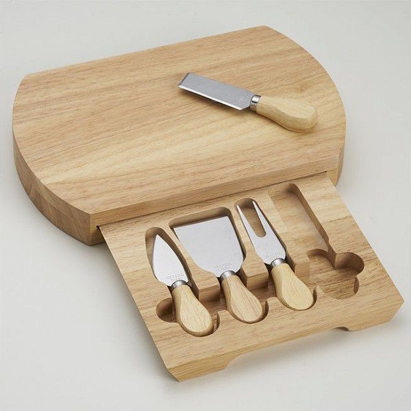 Kit Queijo Tabua com gaveta para utensílios 5 Peças