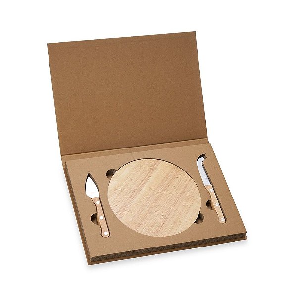 Kit queijo com estojo kraft 3 peças
