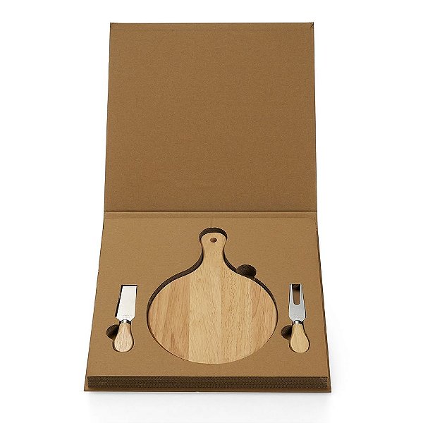 Kit queijo com estojo kraft 3 peças