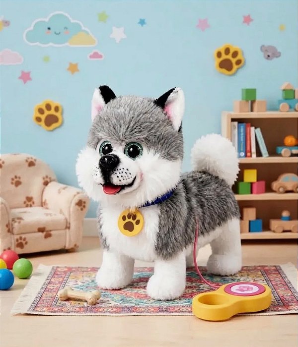 Cachorro Pelúcia Interativo Brinquedo Anda Late Som