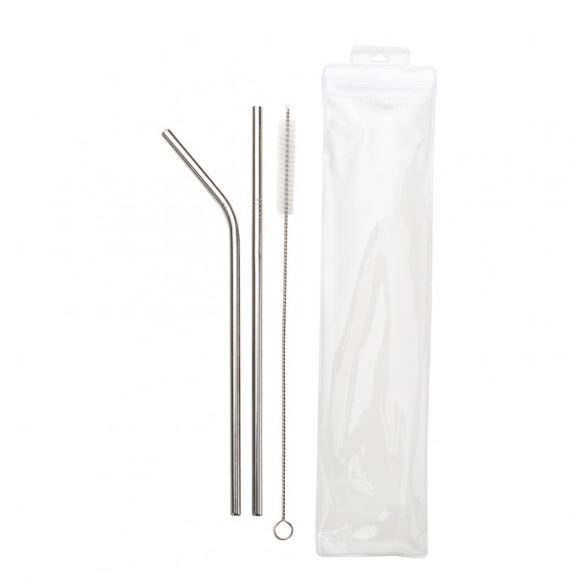 Kit Canudos Inox c/ Escova Limpadora