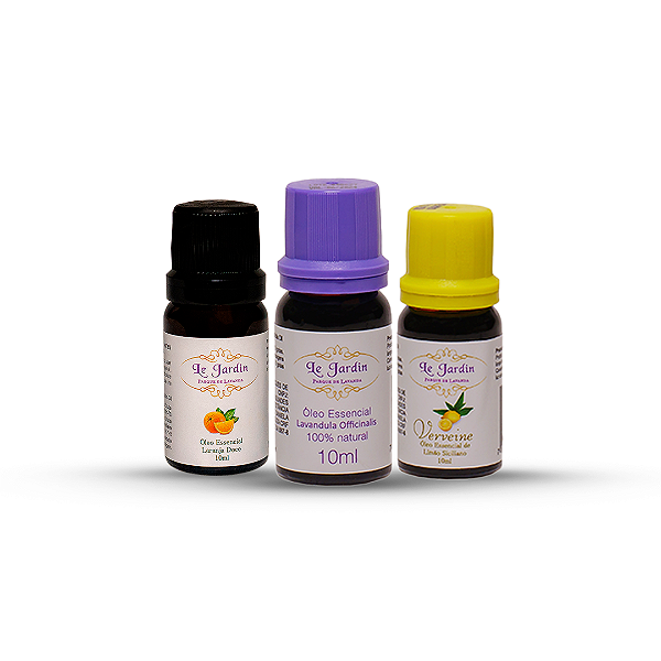 Kit 3 Óleos Essenciais 10ml (Laranja Doce/Lavanda/Limão Siciliano) (Kit A)