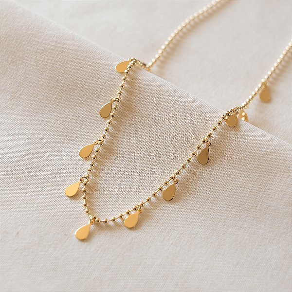 Colar Gargantilha com Medalhinhas de Gotas