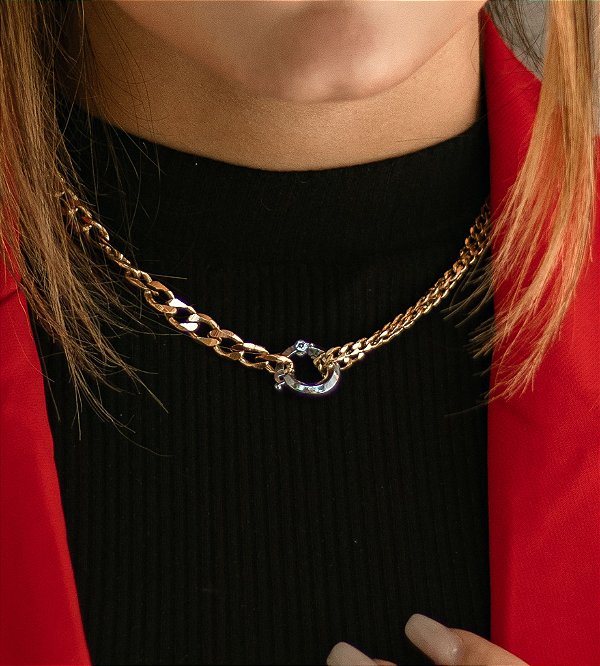 Choker de Correntaria Elos Banhado a Ouro 18k