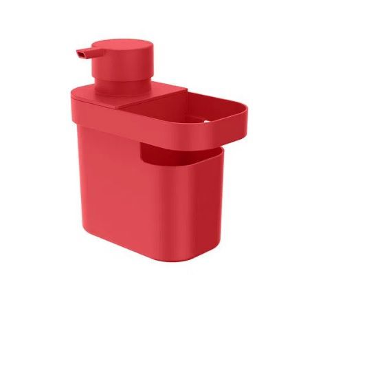 Dispenser para Detergente e Organizador de Pia Trium 650ml Vermelho