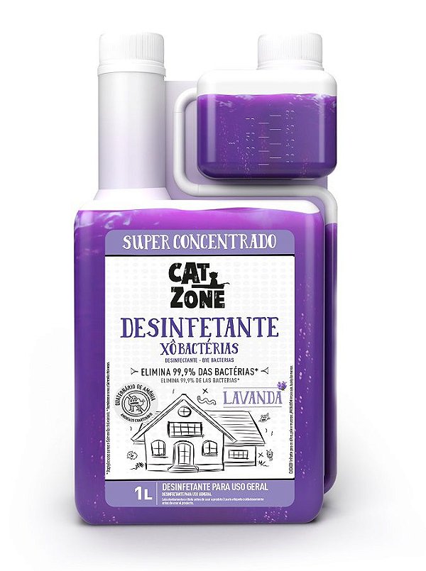 Xô Bactérias Desinfetante Concentrado Lavanda Cat Zone 1 Litro