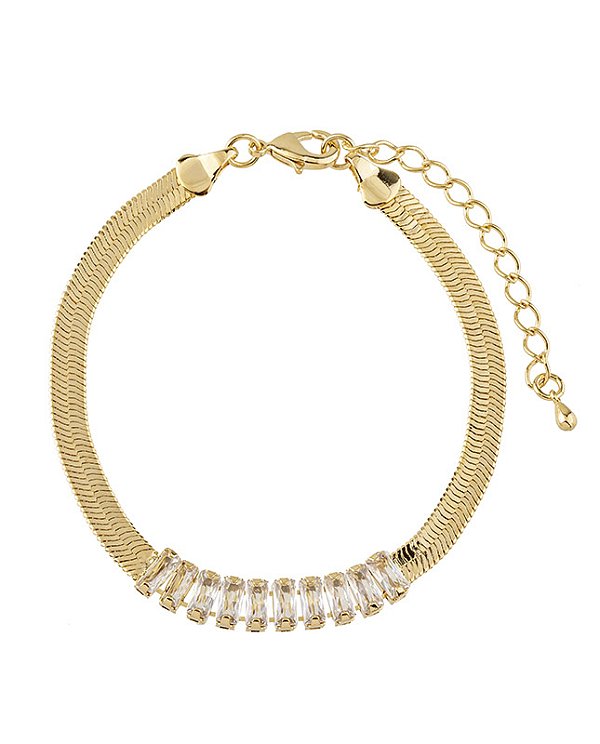 PULSEIRA MB SEMI JOIA DOURADO MALHA DE FITA FILETES CRISTAL