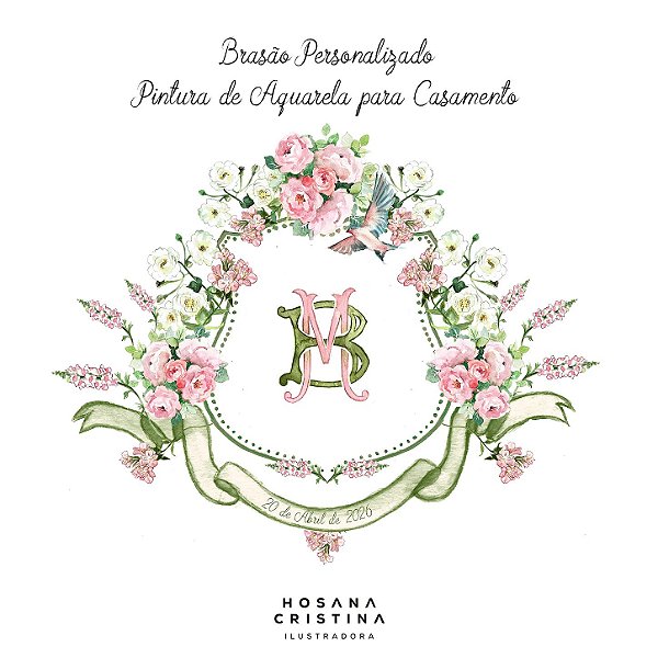 Brasão em Aquarela para Identidade Visual de Casamento