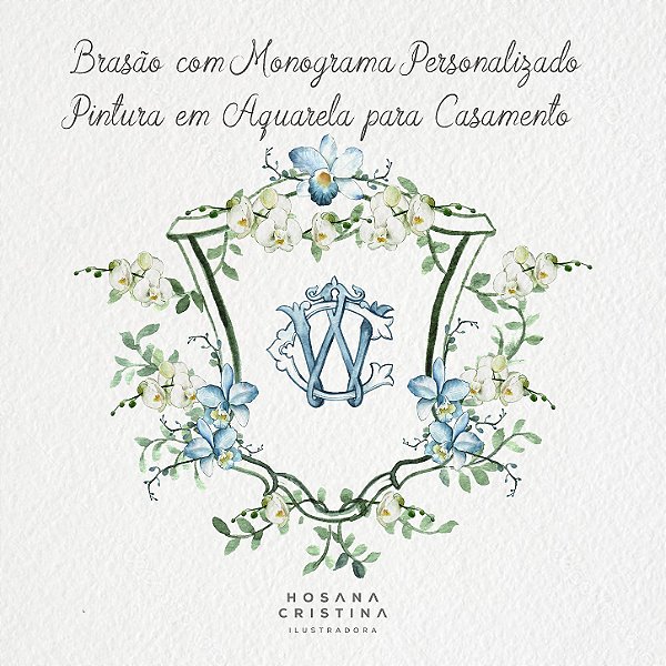 Brasão de Casamento Estilo Pintura em Aquarela