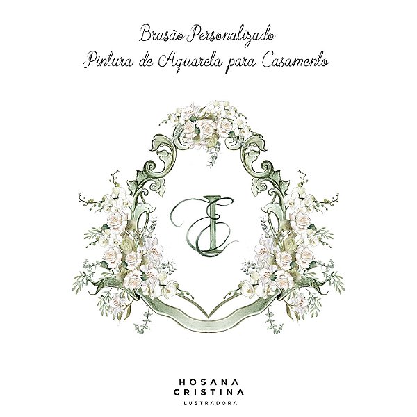 Brasão de casamento estilo aquarela