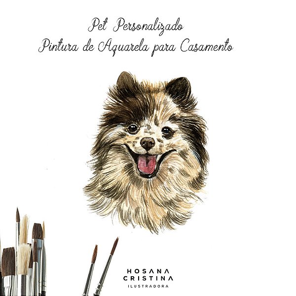 Pintura em Aquarela Retrato Pet para Casamento