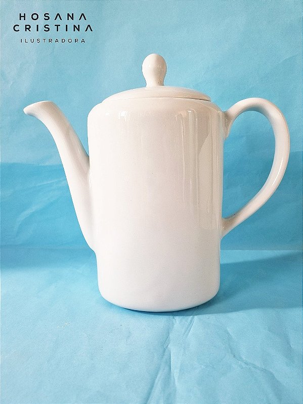 Bule Alto Porcelana Branca 1 L