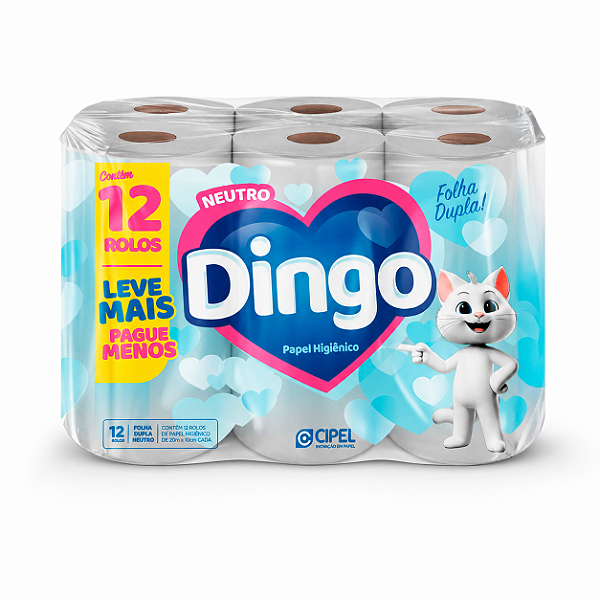Papel Higiênico Dingo Folha Dupla – Pacote com 12 Rolos